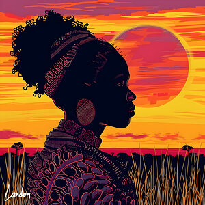 African Womans Sunset 4