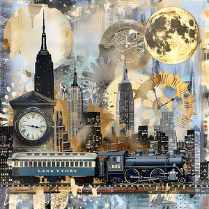 Clock Train Moon NYC
