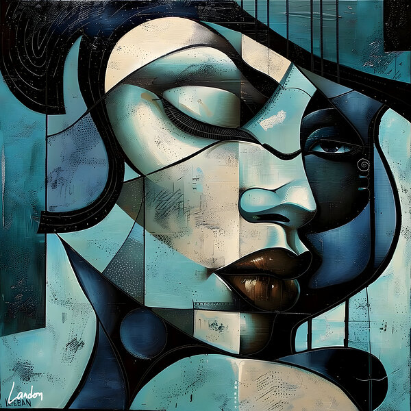 Blue Face 2 Print
