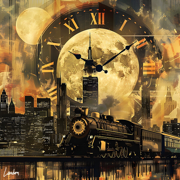 Clock Train Moon NYC 3 by Landon