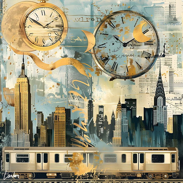 Clock Train Moon NYC 4 by Landon