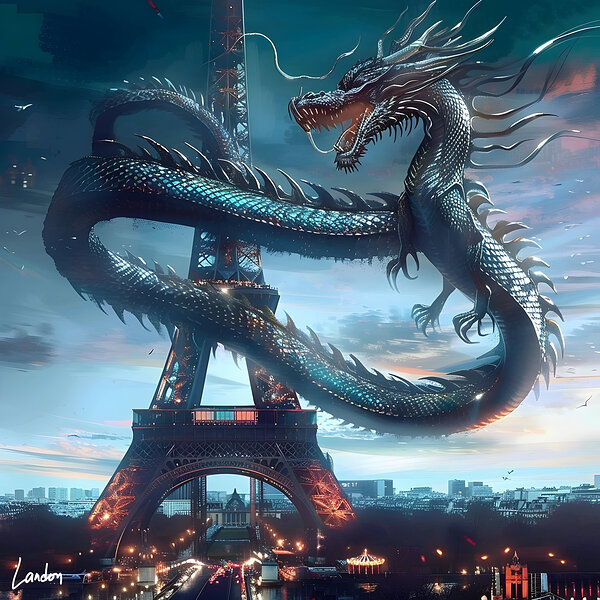 Dragon In Paris 3 Print