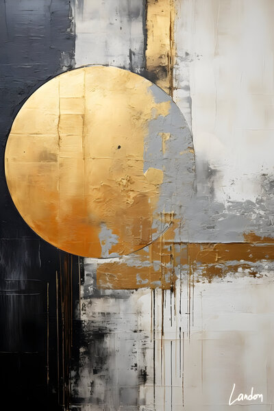 Golden and Black Sphere 1 by Landon