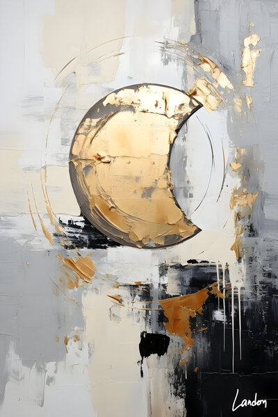 Golden and Black Sphere 3 by Landon