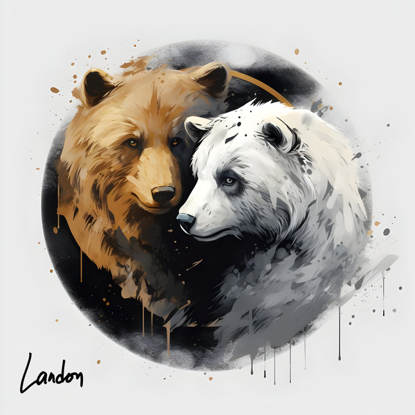 yin yang bear 3 Print