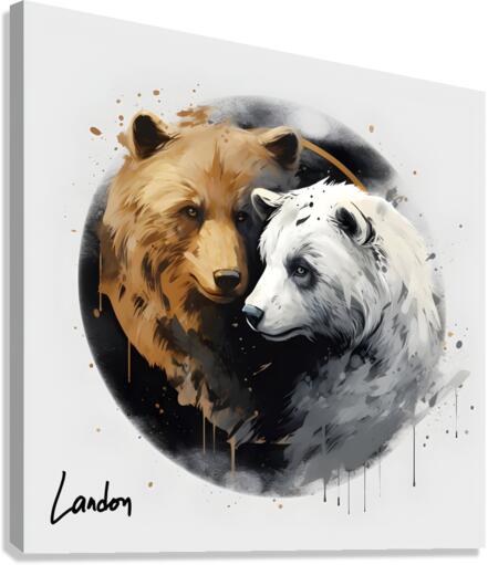 yin yang bear 3 Canvas Print