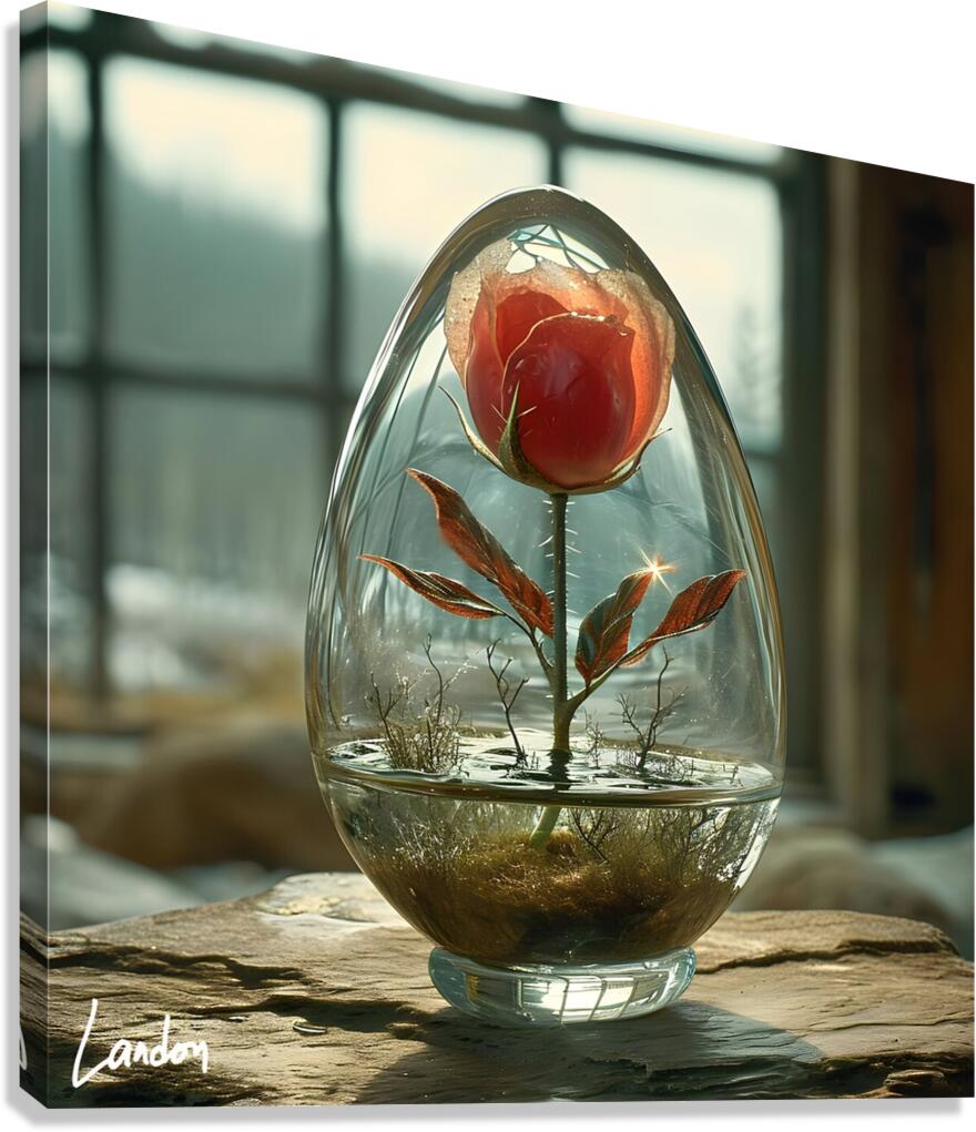 Rosey Glass Egg 4 Canvas Print