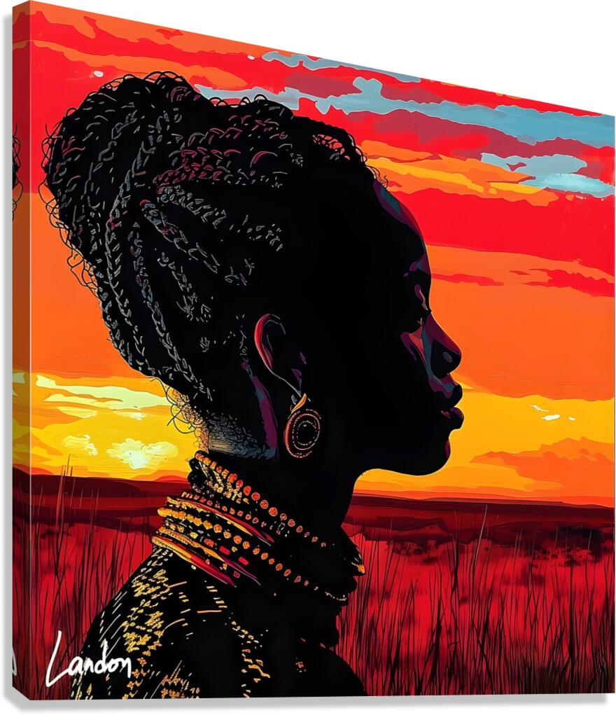African Womans Sunset 1 Canvas Print