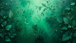 Emerald Glow: Enchanted Green Vine & Leaf Art