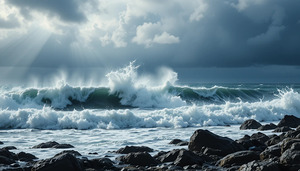 Tempestuous Seas: Where Sky Meets Crashing Waves
