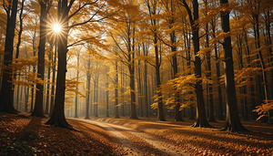 Golden Forest Path: A Symphony of Autumn Light