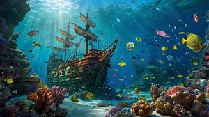 Sunken Majesty: A Coral Reef Galleon