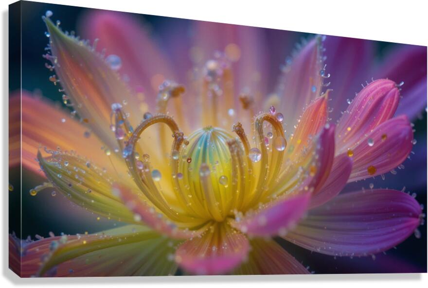 Ephemeral Dew: A Moment of Floral Beauty Canvas Print