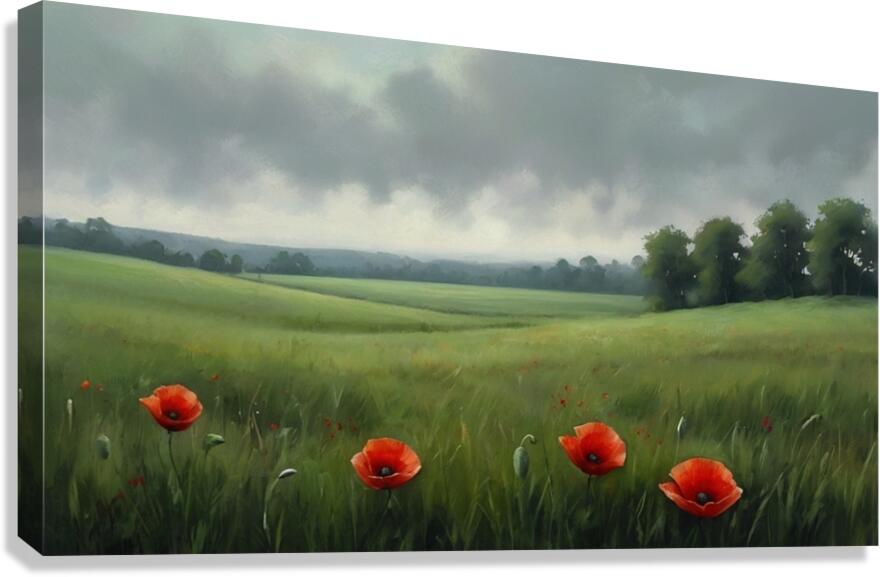  Dramatic Landscape with Dark Trees and Stormy Sky Canvas Print