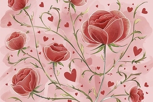 Red roses and hearts for Valentines day on pink b 1722619727.1006