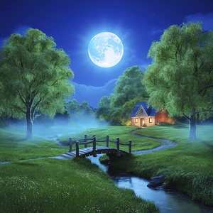 Wonderful night landscape. Moonlight over beautif 1722658585.9749