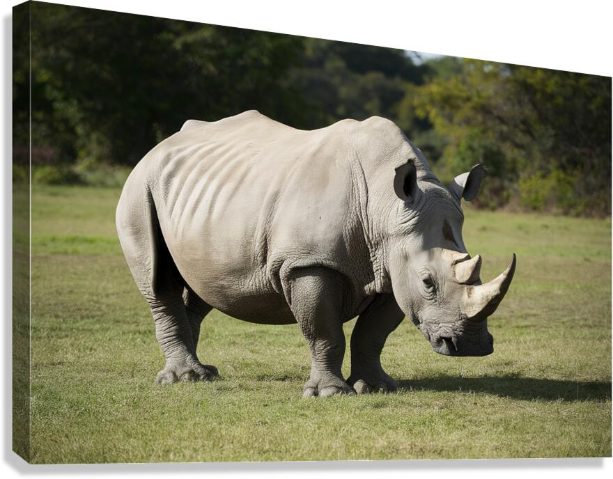 large rhino in the park 2 Canvas Print