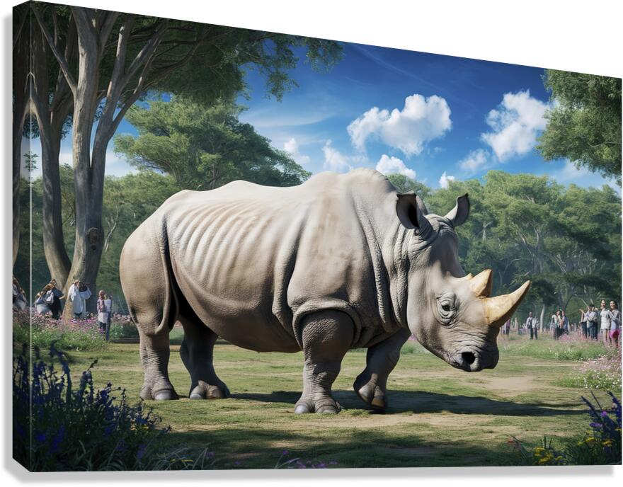 large rhino in the park 4 Canvas Print