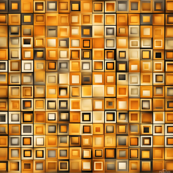 Amber Grid — Gold Black & Cream Geometric Squares by Chloe