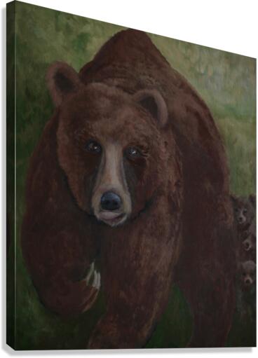 Bear with Cubs  Canvas Print