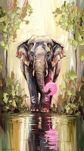 a digital painting of a solitary red lea P3Wi0kVV