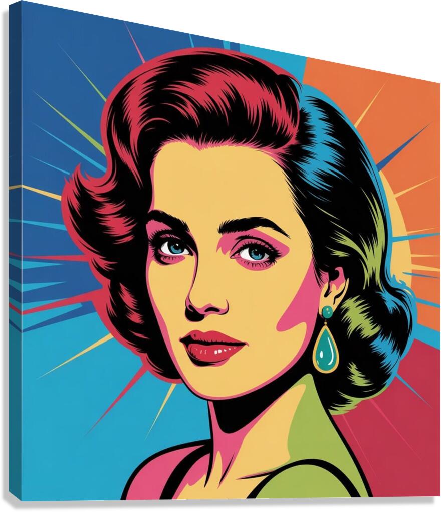 a vibrant pop art portrait showcases a w KWDuWh 7 Canvas Print