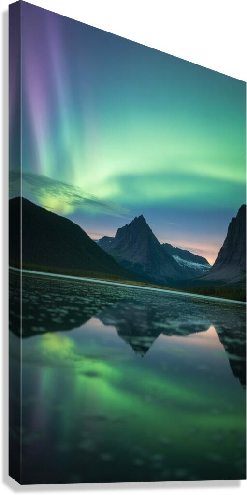 a photograph of a serene mountain landsc 17Z88yDa Canvas Print