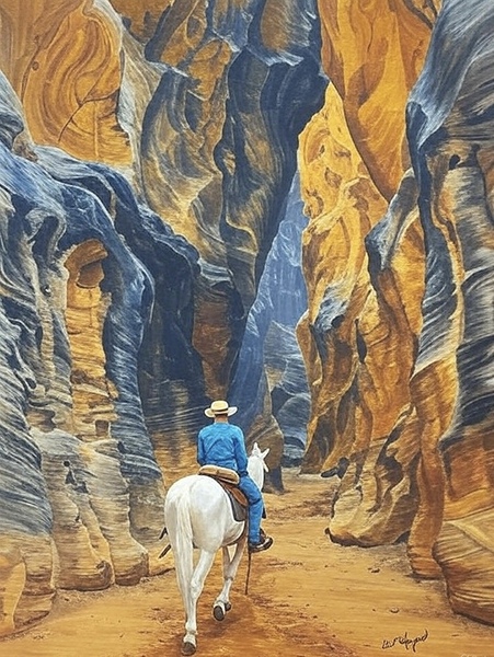 Journey Through the Canyon: The White Horse Rider by ahmed zayed