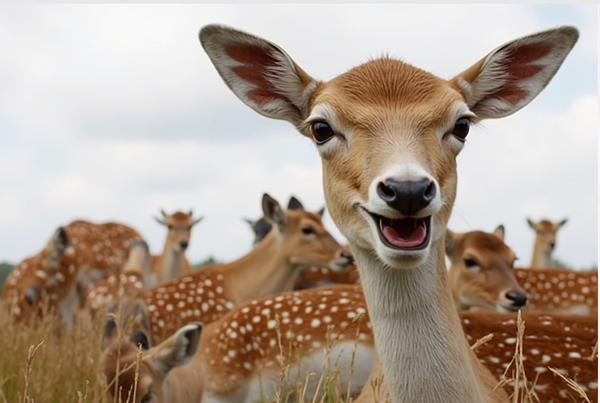 The Joyful Deer: A Playful Moment in Nature by ahmed zayed