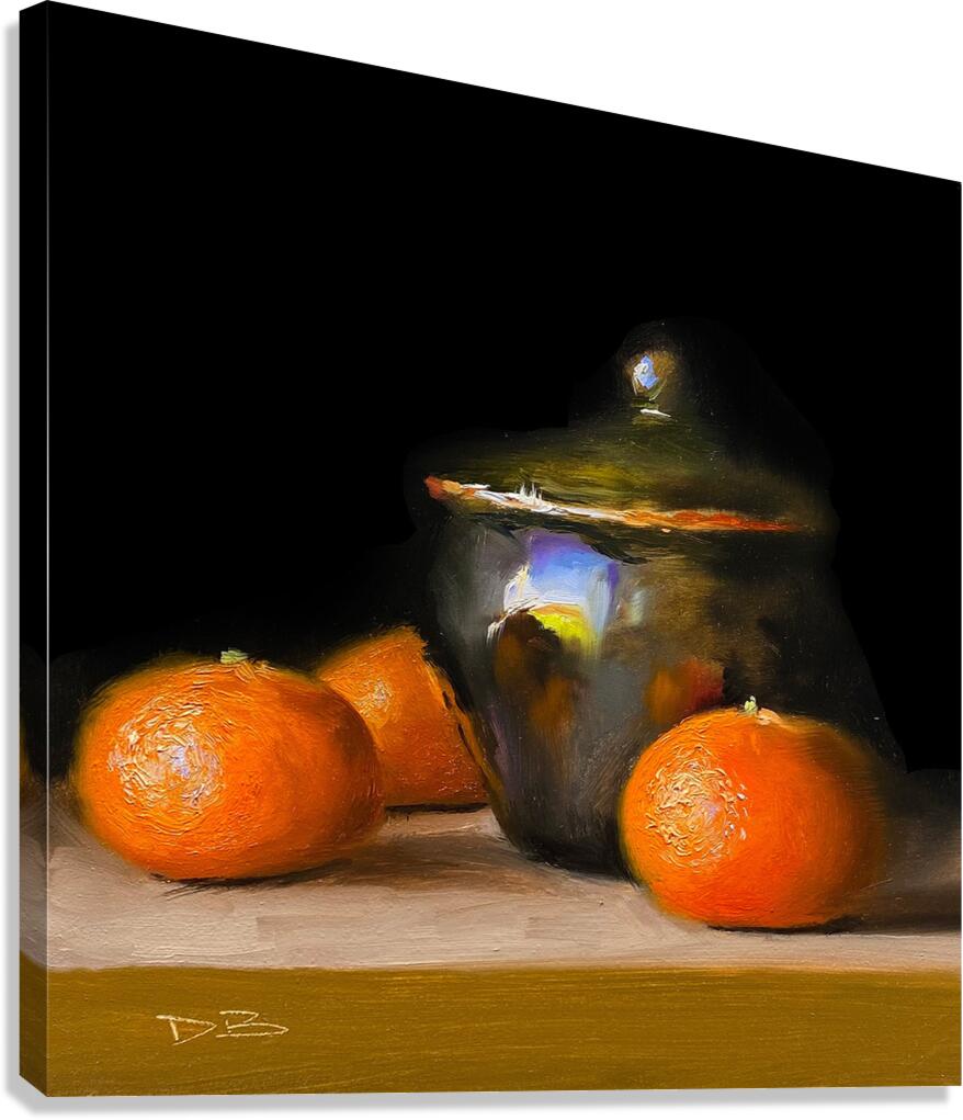 Jar & Oranges Canvas Print