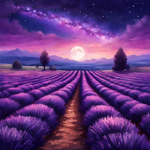 Lavender Fields under a Milky Way