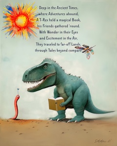 T Rex Reading to Friends