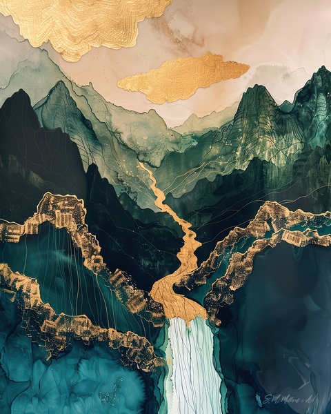Mountain Waterfall  Print