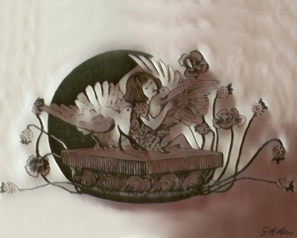 Girl with Doves Print