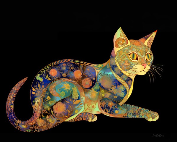 Psychedelic Cat  Print