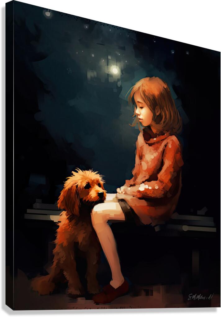 Girl and her dog  Canvas Print