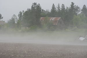 Barn in the fog 