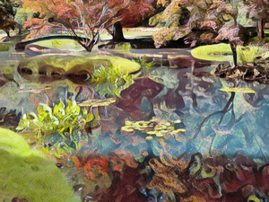 Garden Pond With Bridge