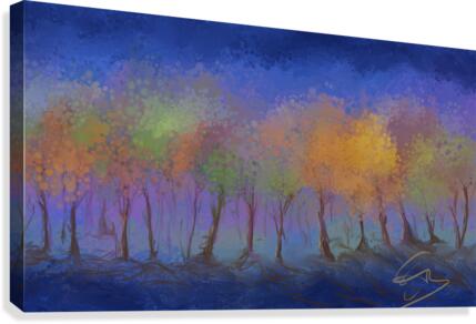 Blue Light Trees Canvas Print