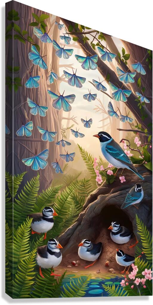 high above the forest floor bathed in the warm gl Canvas Print