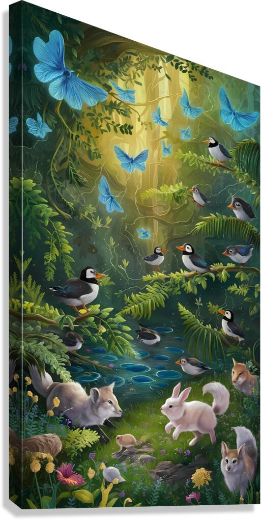 a breathtaking illustration of a magical forest  Canvas Print