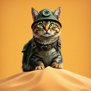 Flux Schnell A majestic camouflaged cat with pier