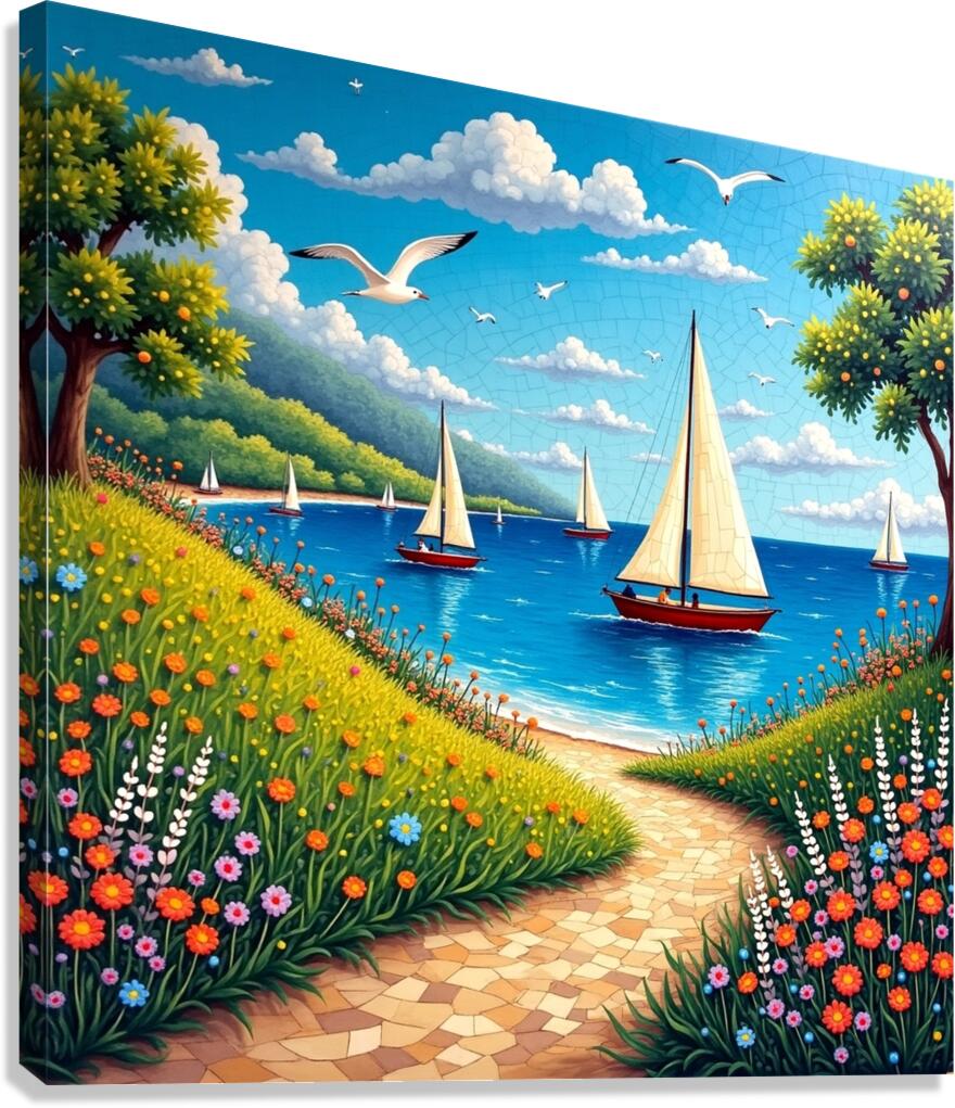 Flux Dev A vibrant and colorful mosaic artwork de Canvas Print