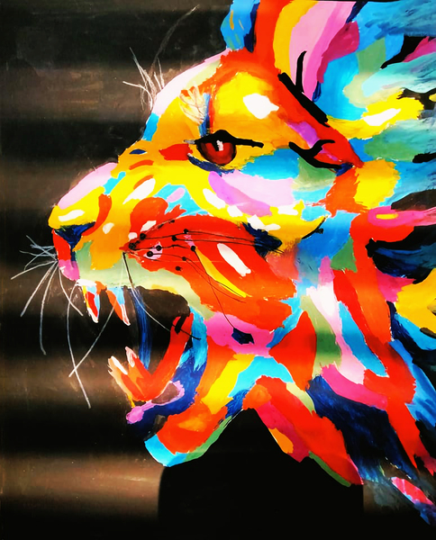 Colorful Lion Head Illustration  Print