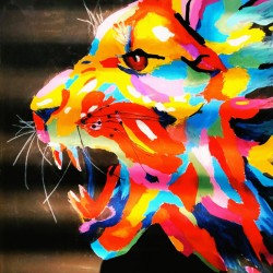 Colorful Lion Head Illustration 
