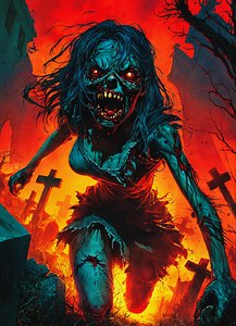 Zombie Girl Graveyard Apocalypse