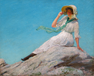 Woman On A Sunny Morning Vintage Oil Painting