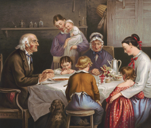 Vintage Painting Family Dinner