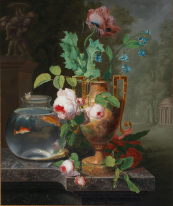 Flowers With Gold Fish