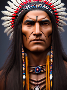 Chief Native American Warrior Portrait Art
